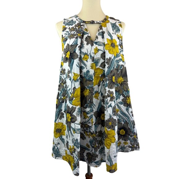 Umgee Dresses & Skirts - Umgee Floral Print Sleeveless Tunic Mini Dress Womens S Yellow Gray Teal
